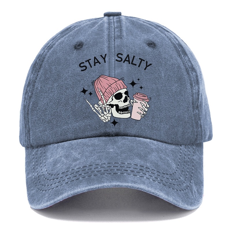 Vintage Skeleton Stay Salty Washed Cap