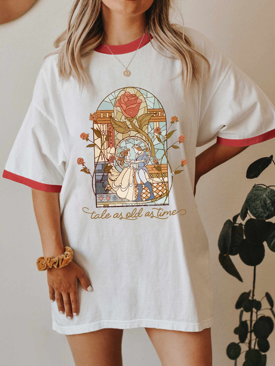 Vintage A Tale As Old As Time Ringer Tee