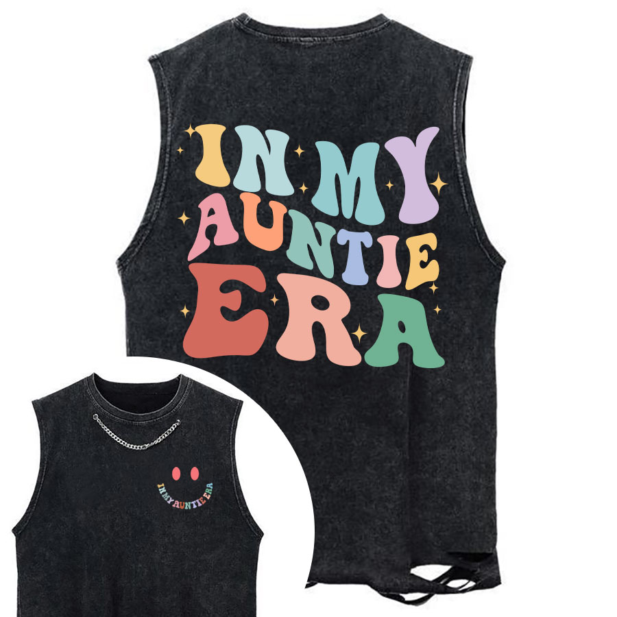 Vintage In My Auntie Era Chain Ripped Washed Tank