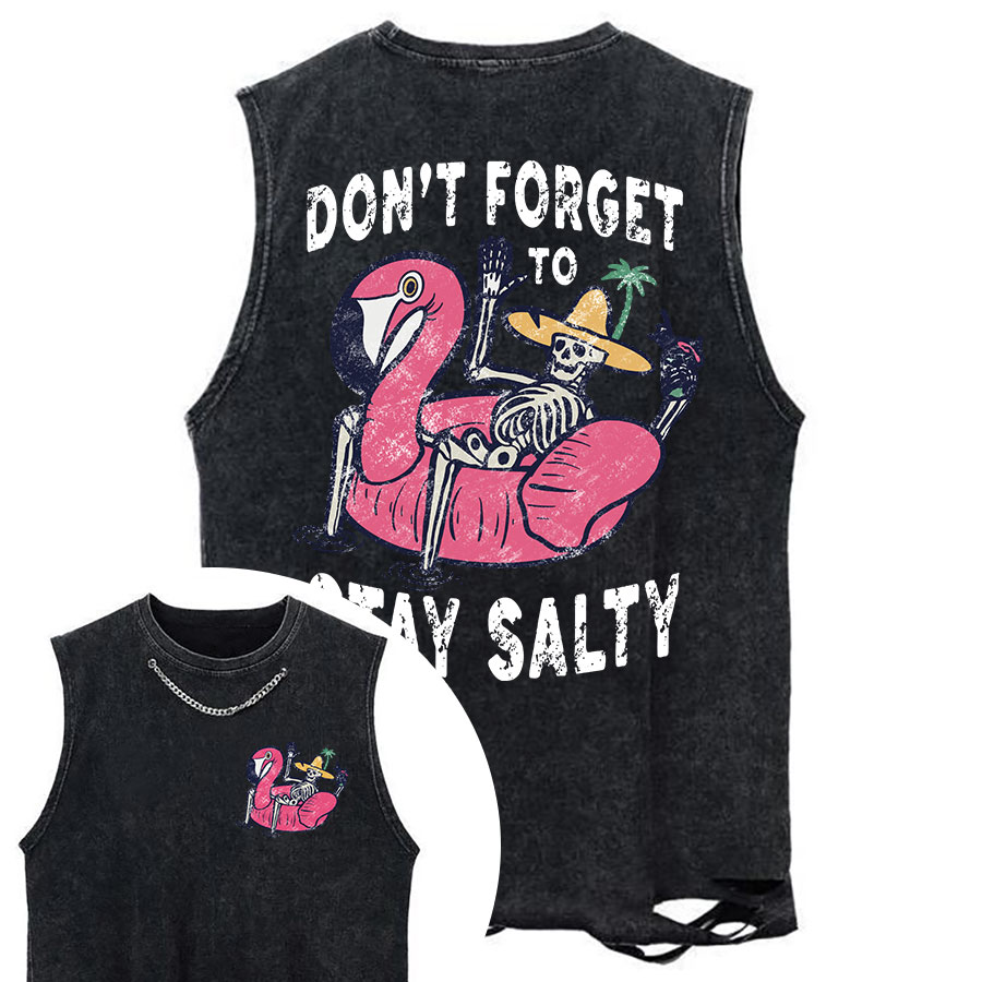 Vintage Stay Salty Chain Ripped Washed Tank