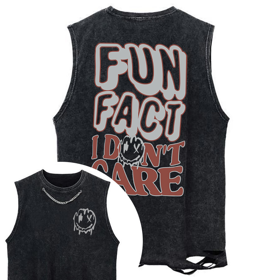 Vintage Fun Fact Chain Ripped Washed Tank