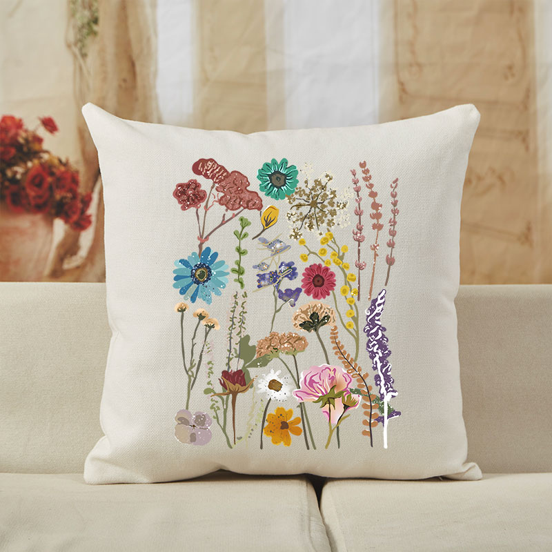 Vintage Pressed Flowers Cushion Pillow