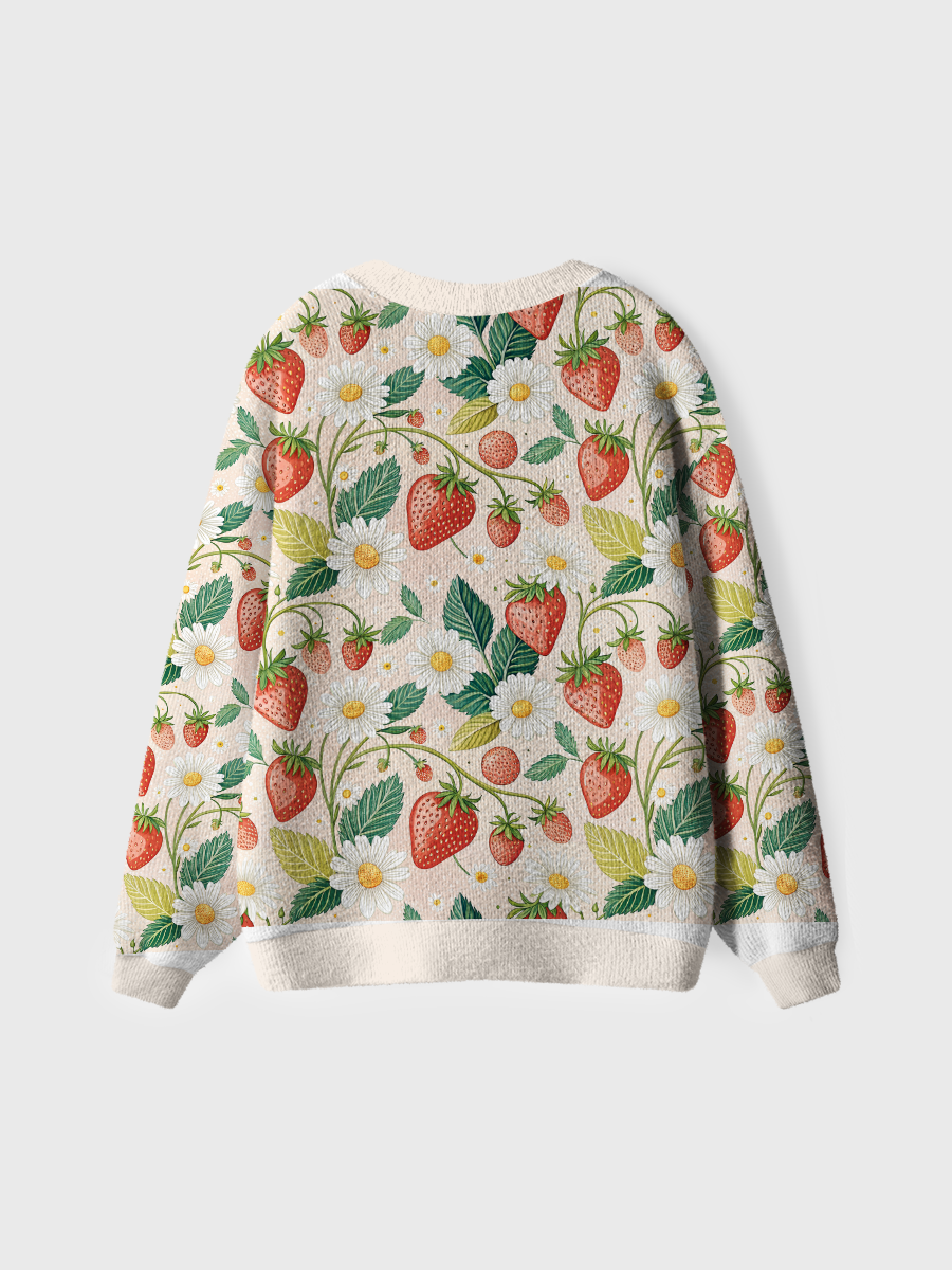 Vintage Strawberry Daisy Floral Pop Cardigan Sweaters