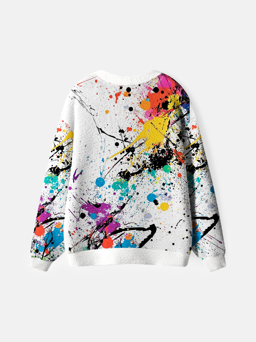 Vintage Vibrant Paint Splatter Cardigan Sweaters