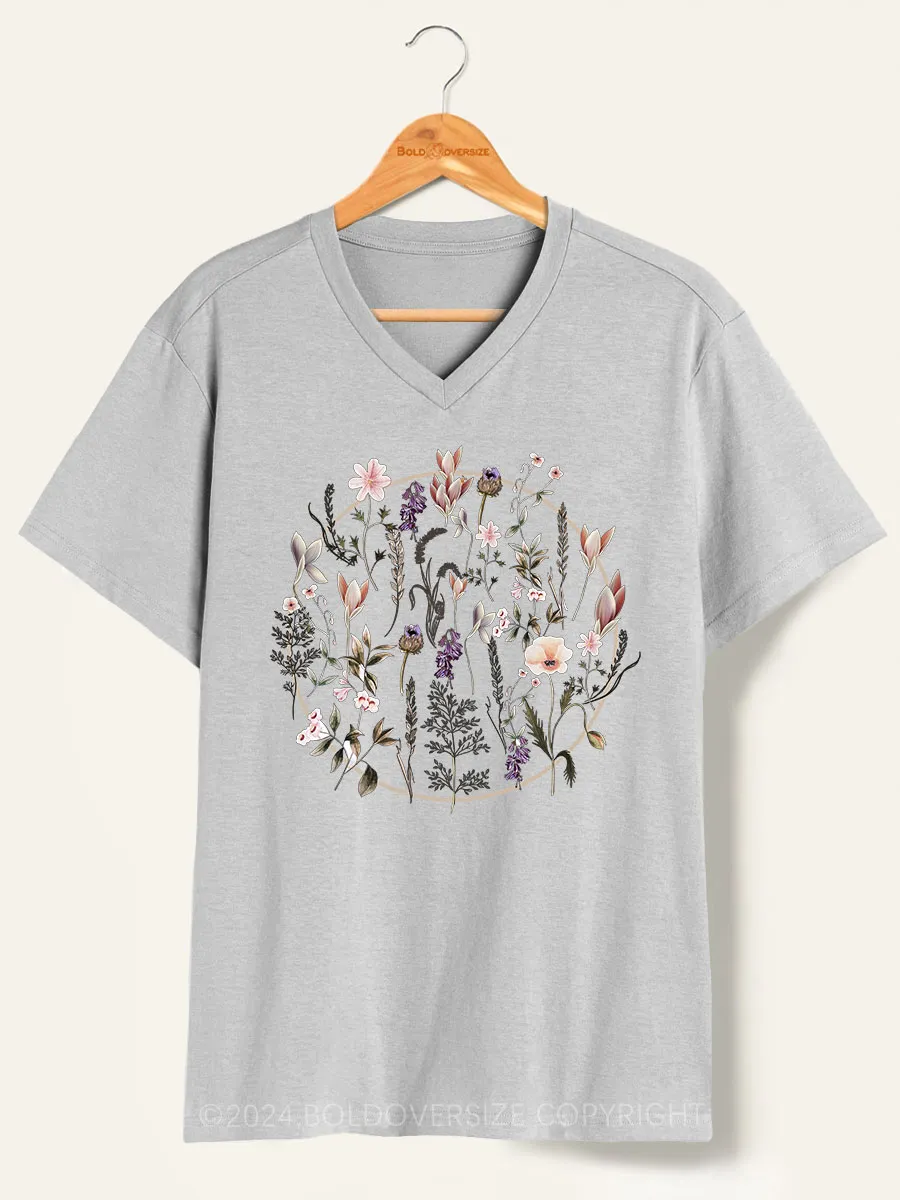 Vintage Wild Flower V-Neck Tee
