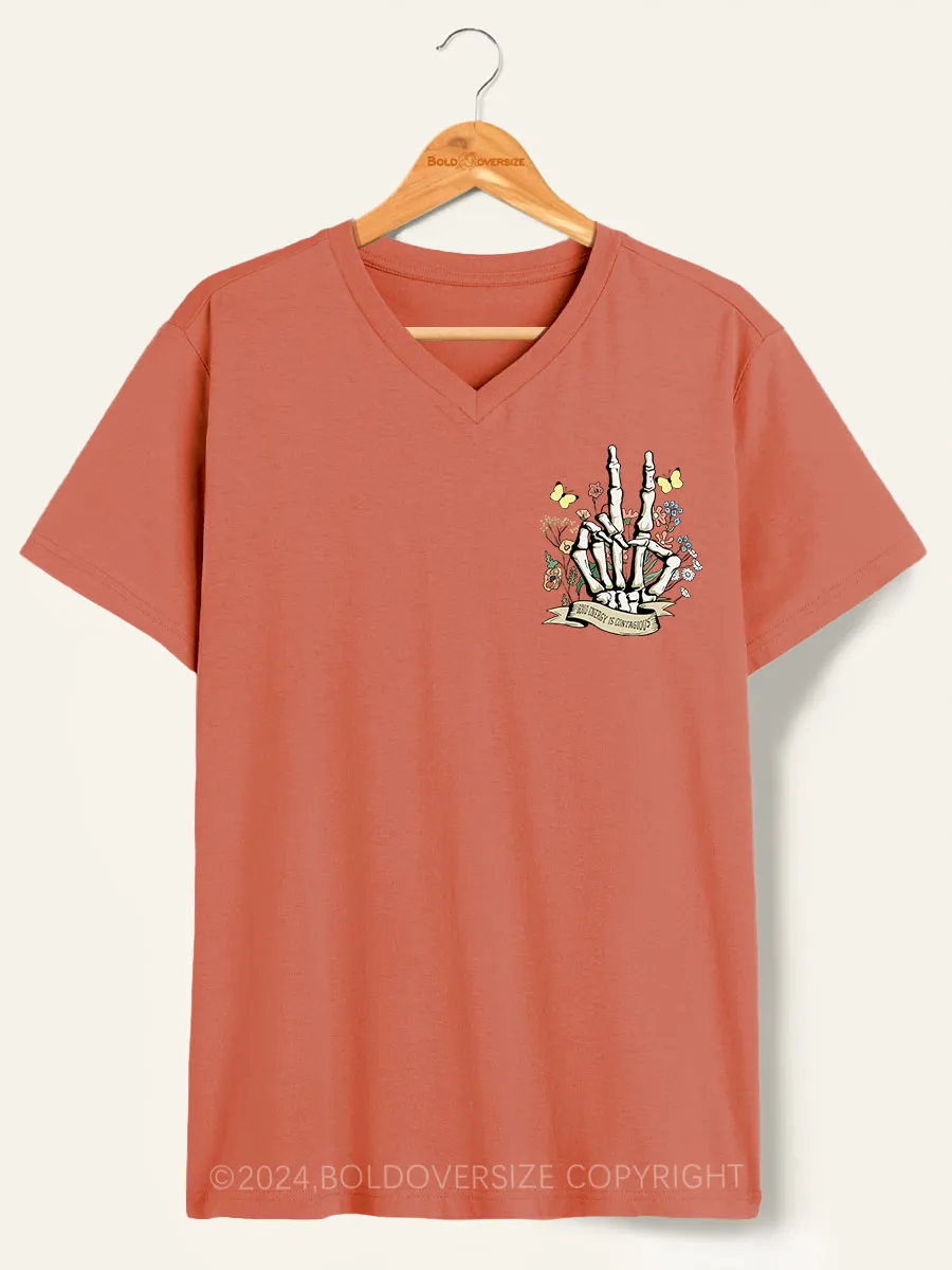 Vintage Good Energy Is Contagious V-Neck Tee