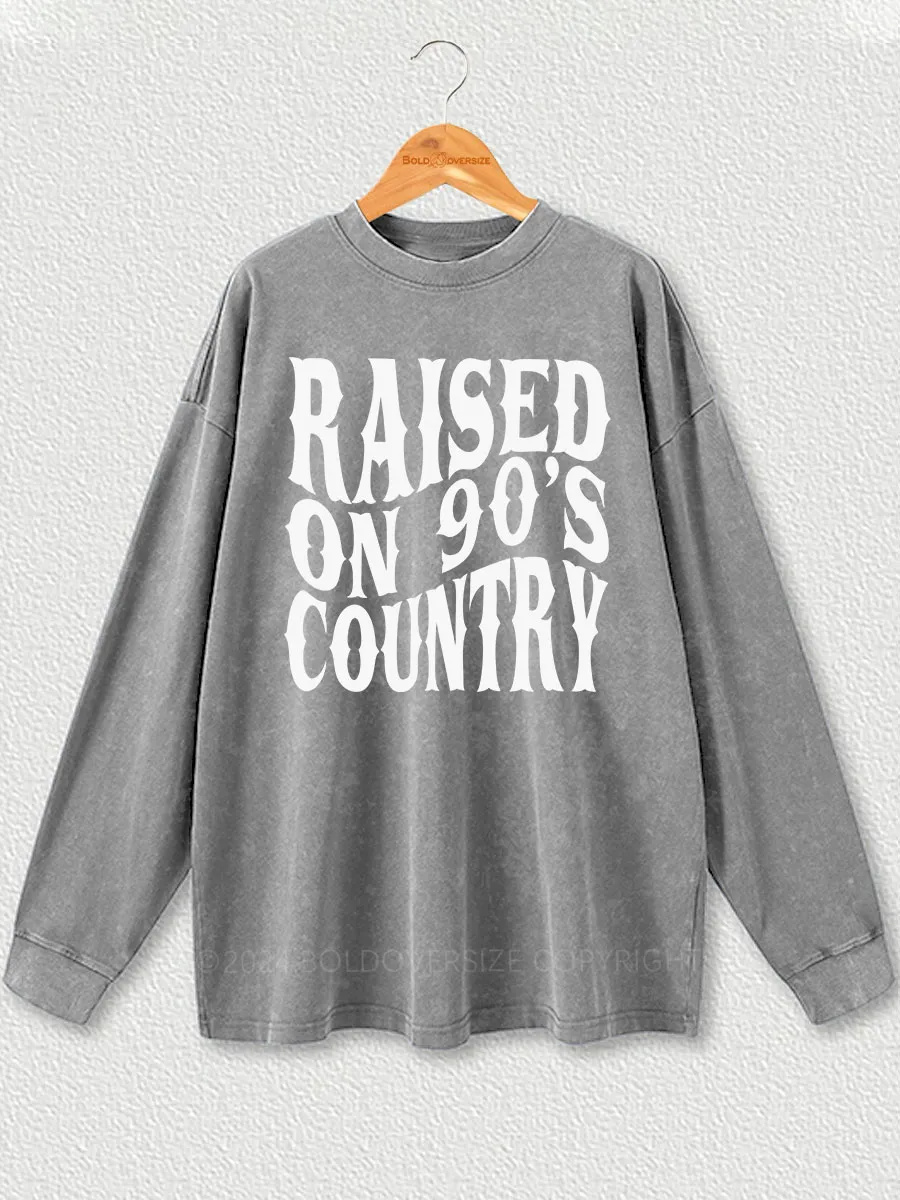 Vintage Raised On 90‘S Country Washed Long Sleeve Shirt
