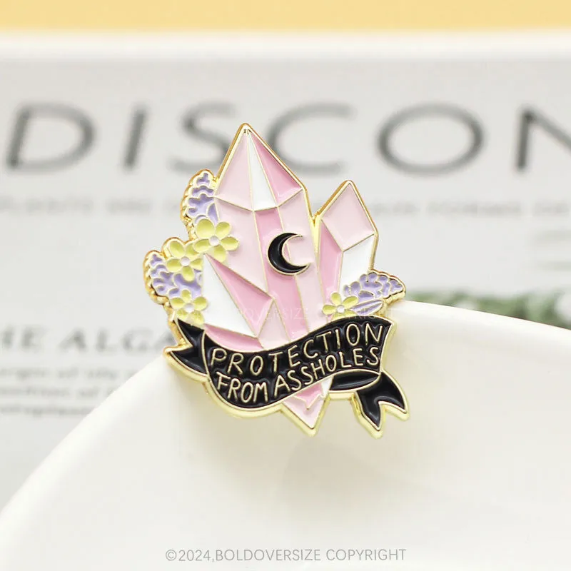 Witch Moon Amulet Pink Crystal Pin