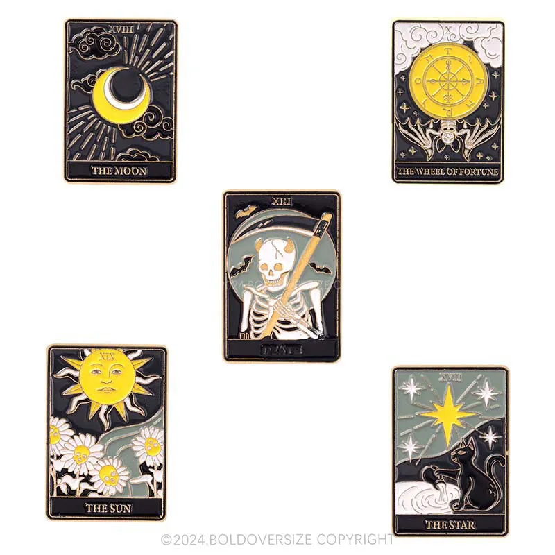 Tarot Black Skull Moon Sun Pin