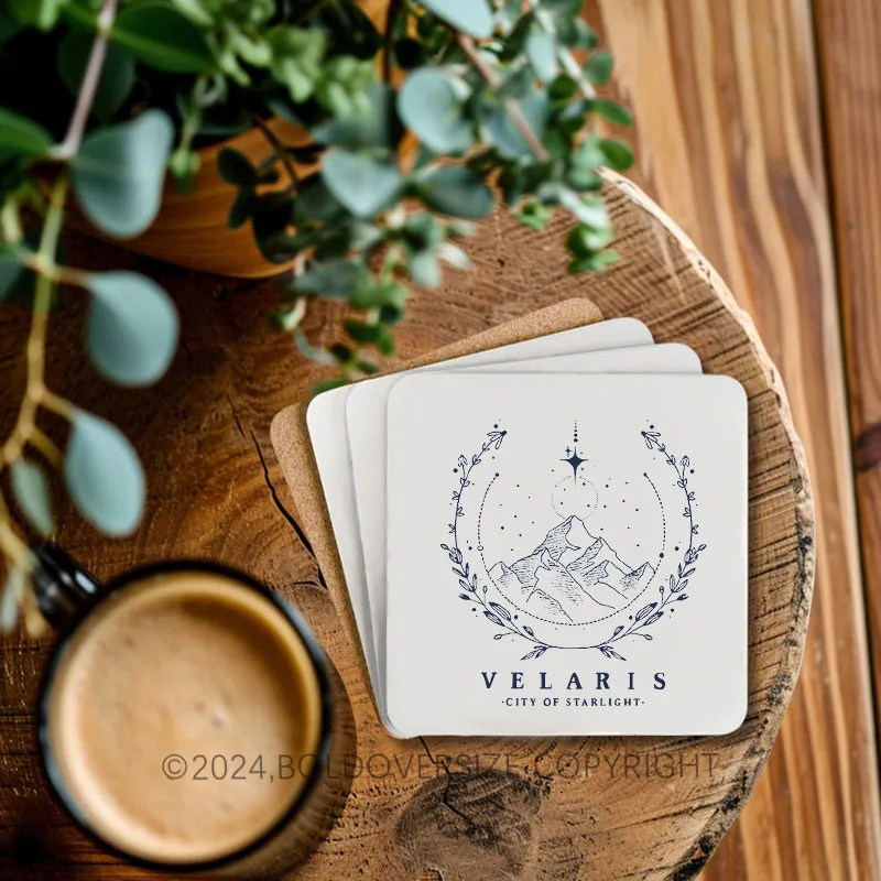 Vintage Style Velaris Washed Book Corkwood Coaster