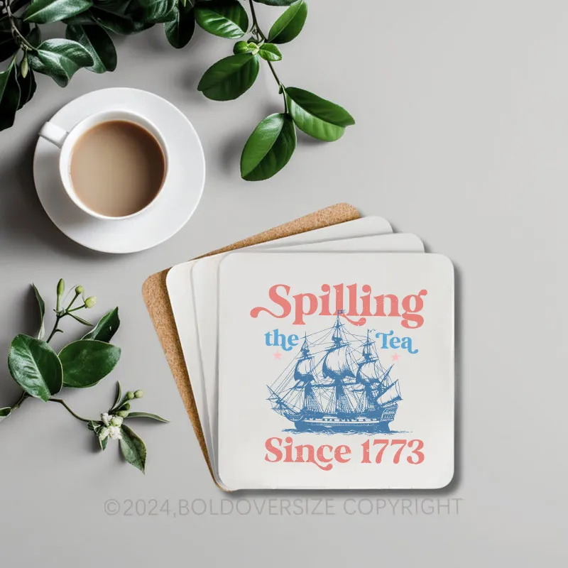 Vintage Spillin The Tea Since 1773 Corkwood Coaster