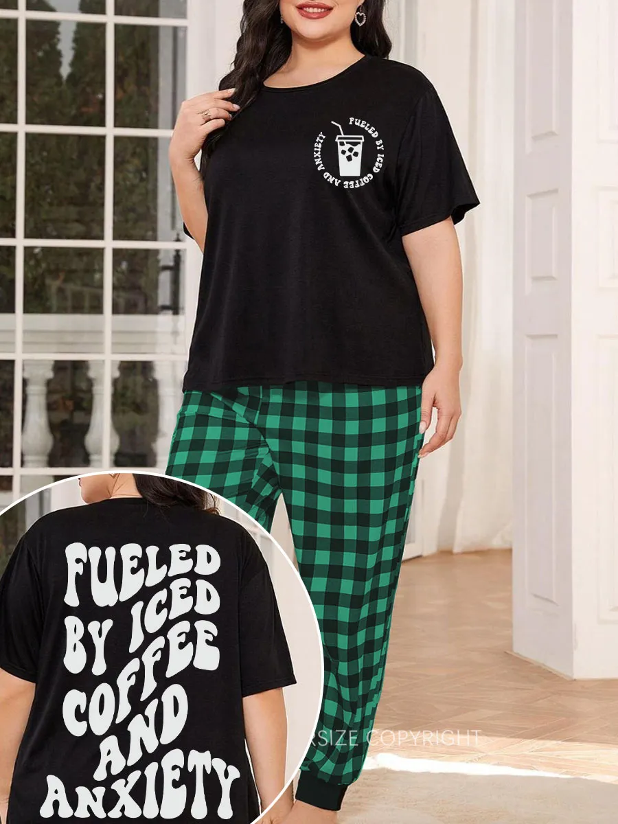 Vintage Coffee And Anxiety Plaid Christmas Pajama Set