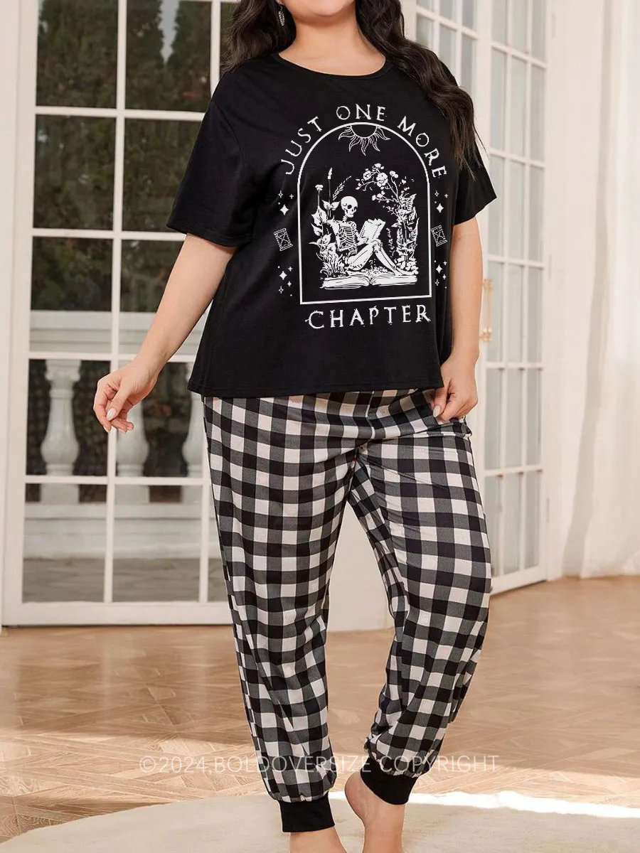 Vintage One More Chapter Plaid Christmas Pajama Set