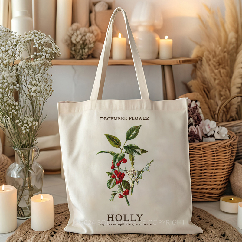 Vintage December Floral Tote Bag