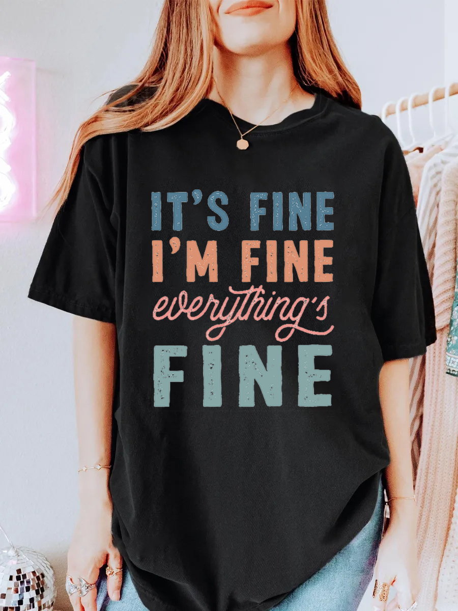 Vintage It'S Fine Oversize Graphic Tee