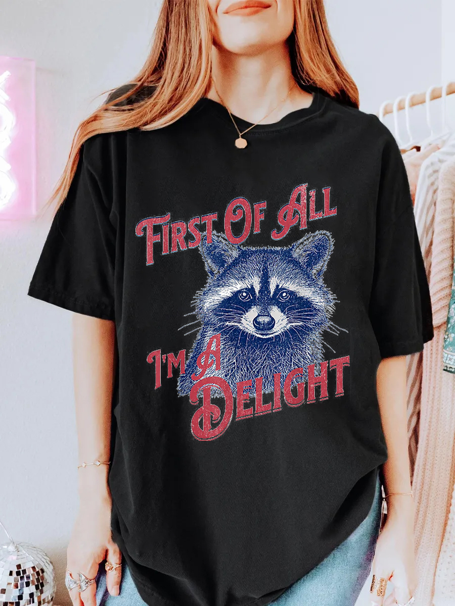 Vintage First Of All I'M A Delight Oversize Graphic Tee