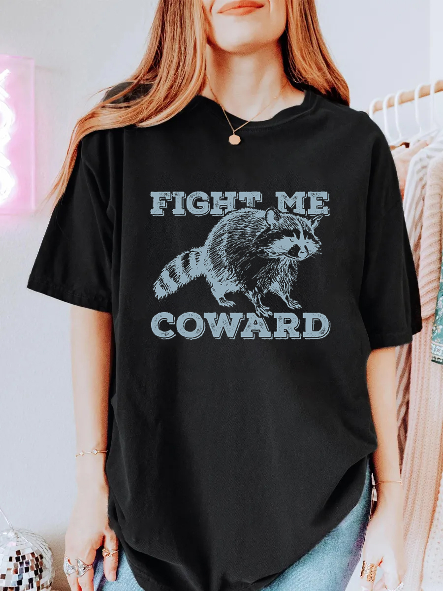 Vintage Fight Me Coward Oversize Graphic Tee