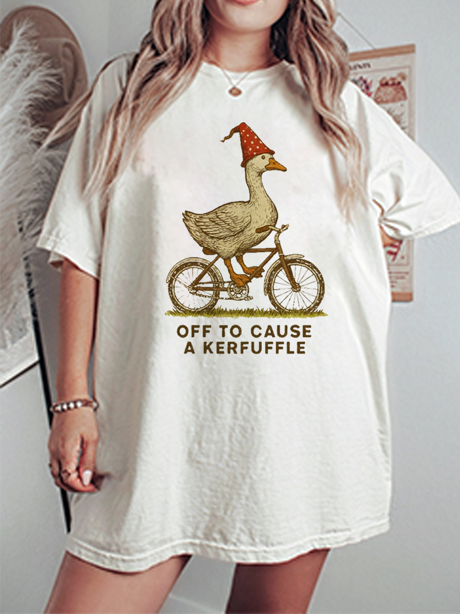 Vintage Off To Cause A Kerfuffle Oversize Graphic Tee