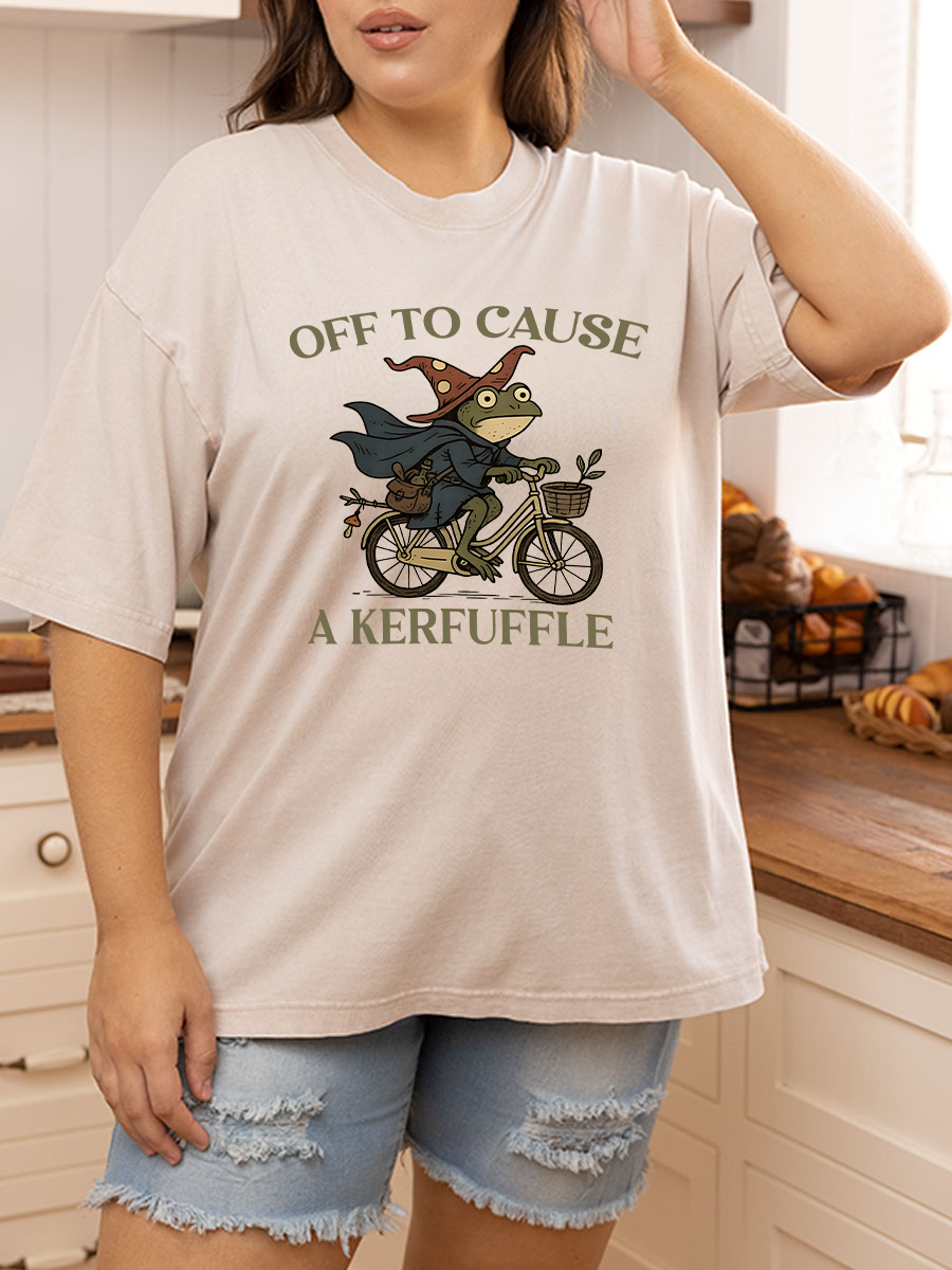 Vintage Off To Cause A Kerfuffle Frog Washed T-Shirt