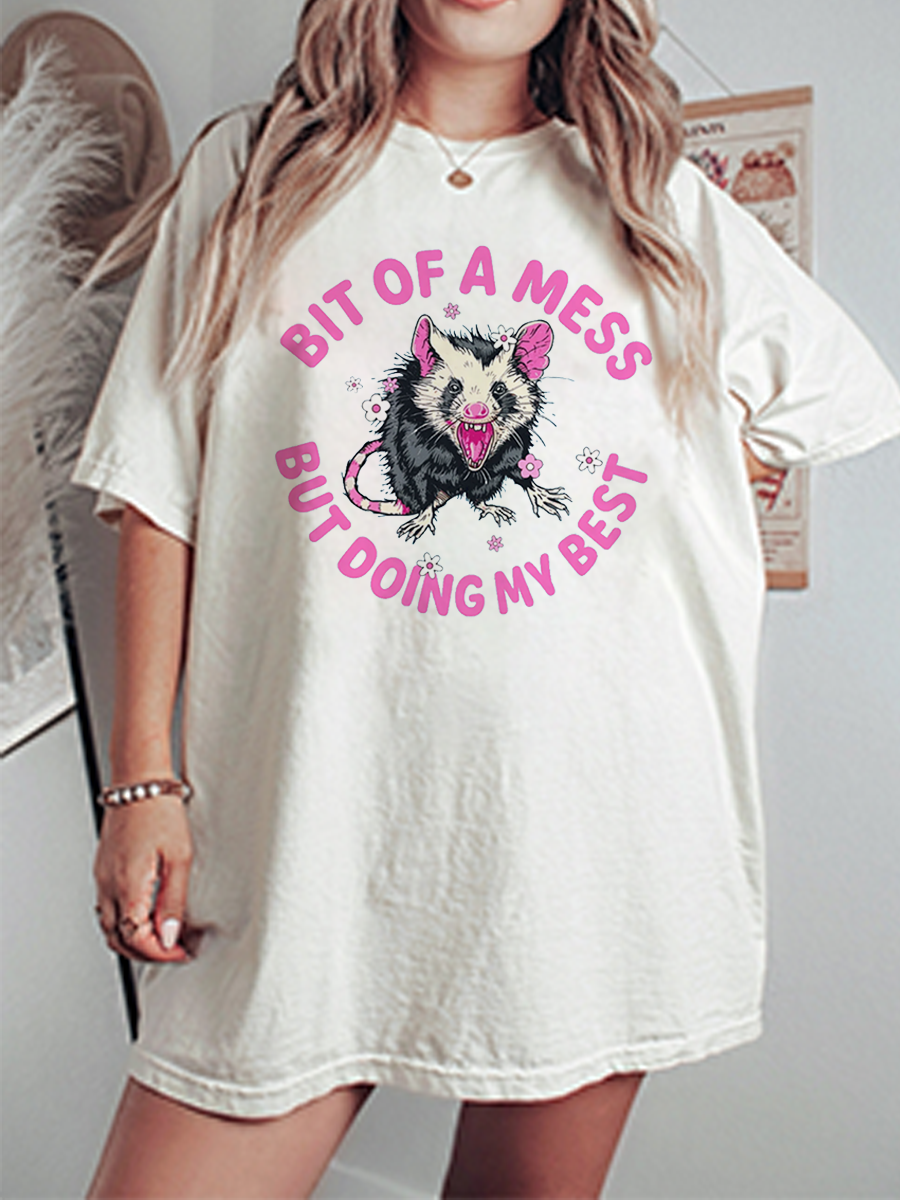 Vintage Bit Of A Mess Oversize Graphic Tee