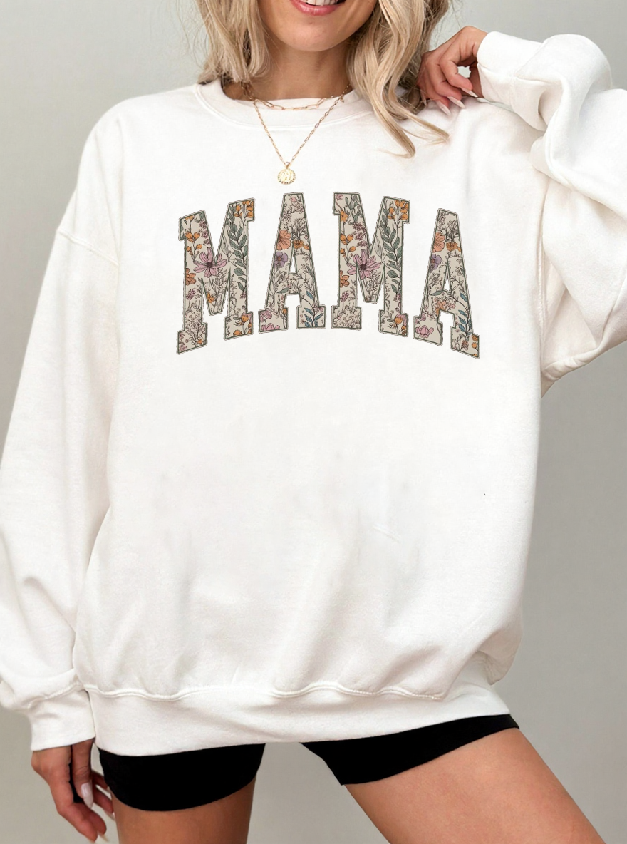Vintage Floral Mama For More Oversize Graphic Sweatshirt