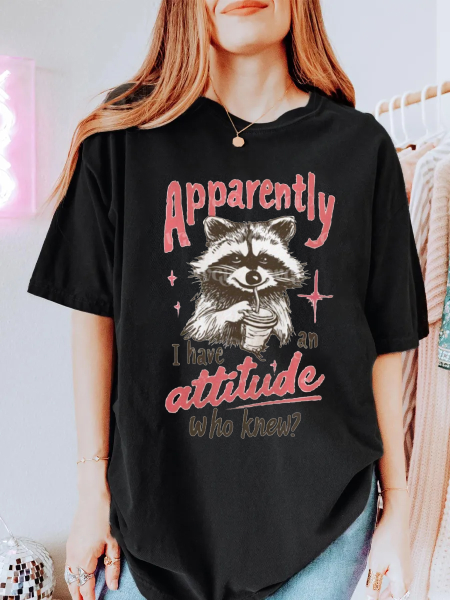 Vintage I Have An Attitude Oversize Graphic Tee