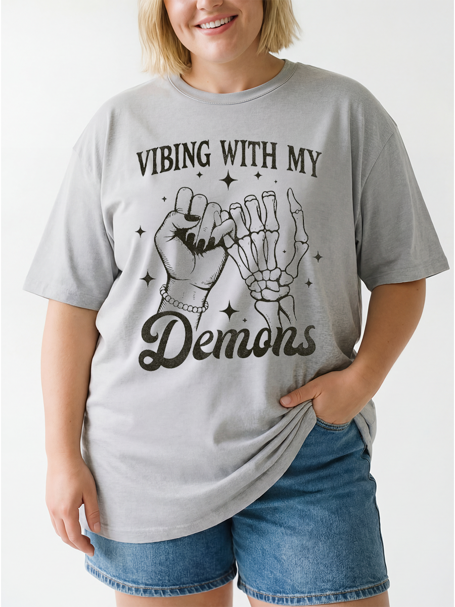 Vintage Vibing With My Demons Oversize Graphic Tee