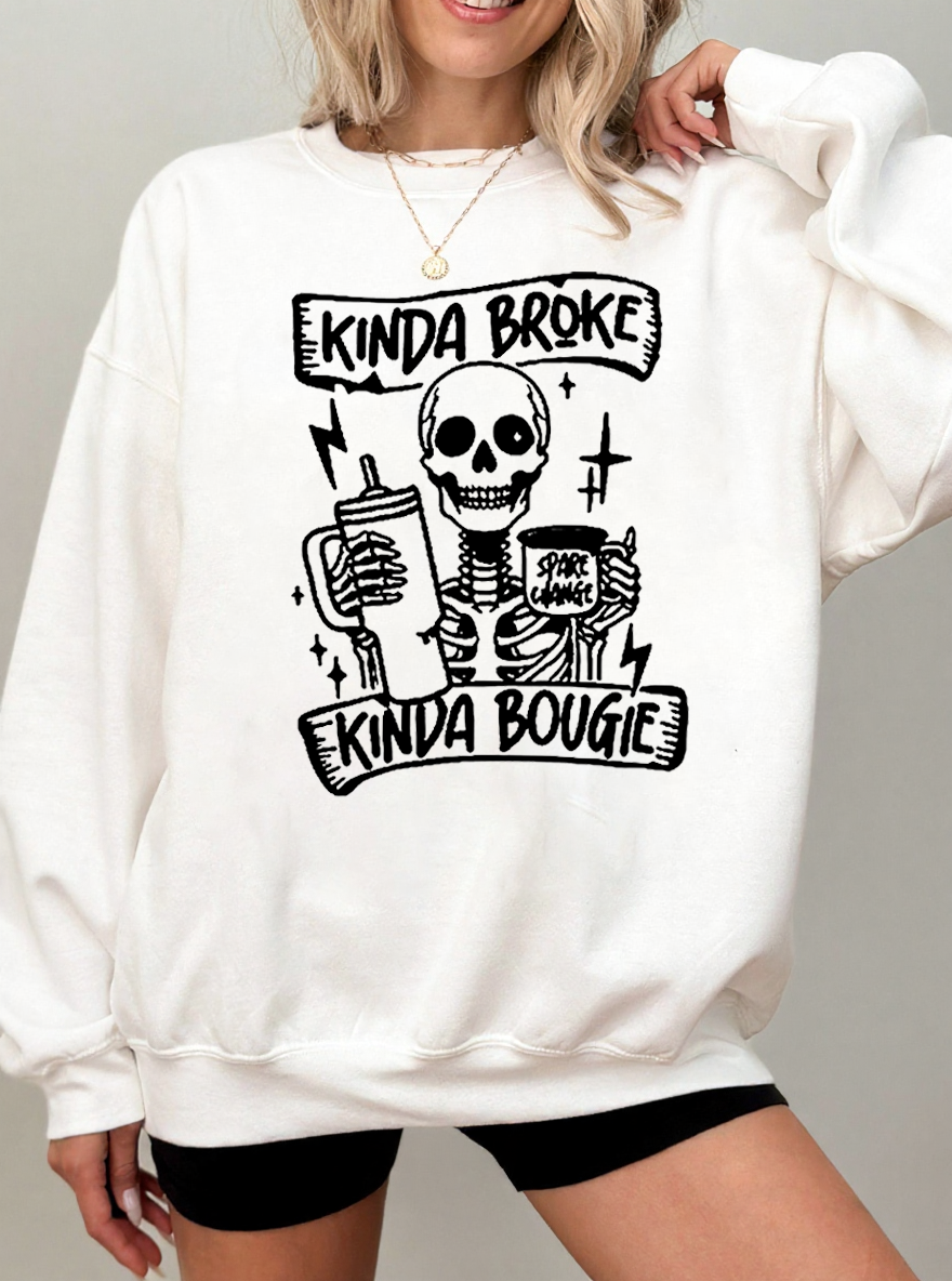 Vintage Kinda Broke Kinda Bougie Graphic Sweatshirt