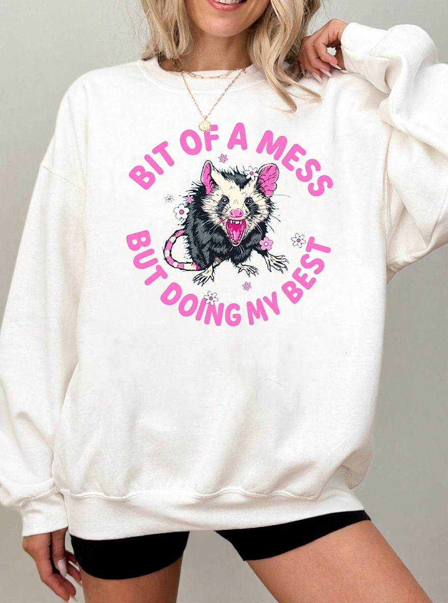 Vintage Bit Of A Mess Graphic Sweatshirt