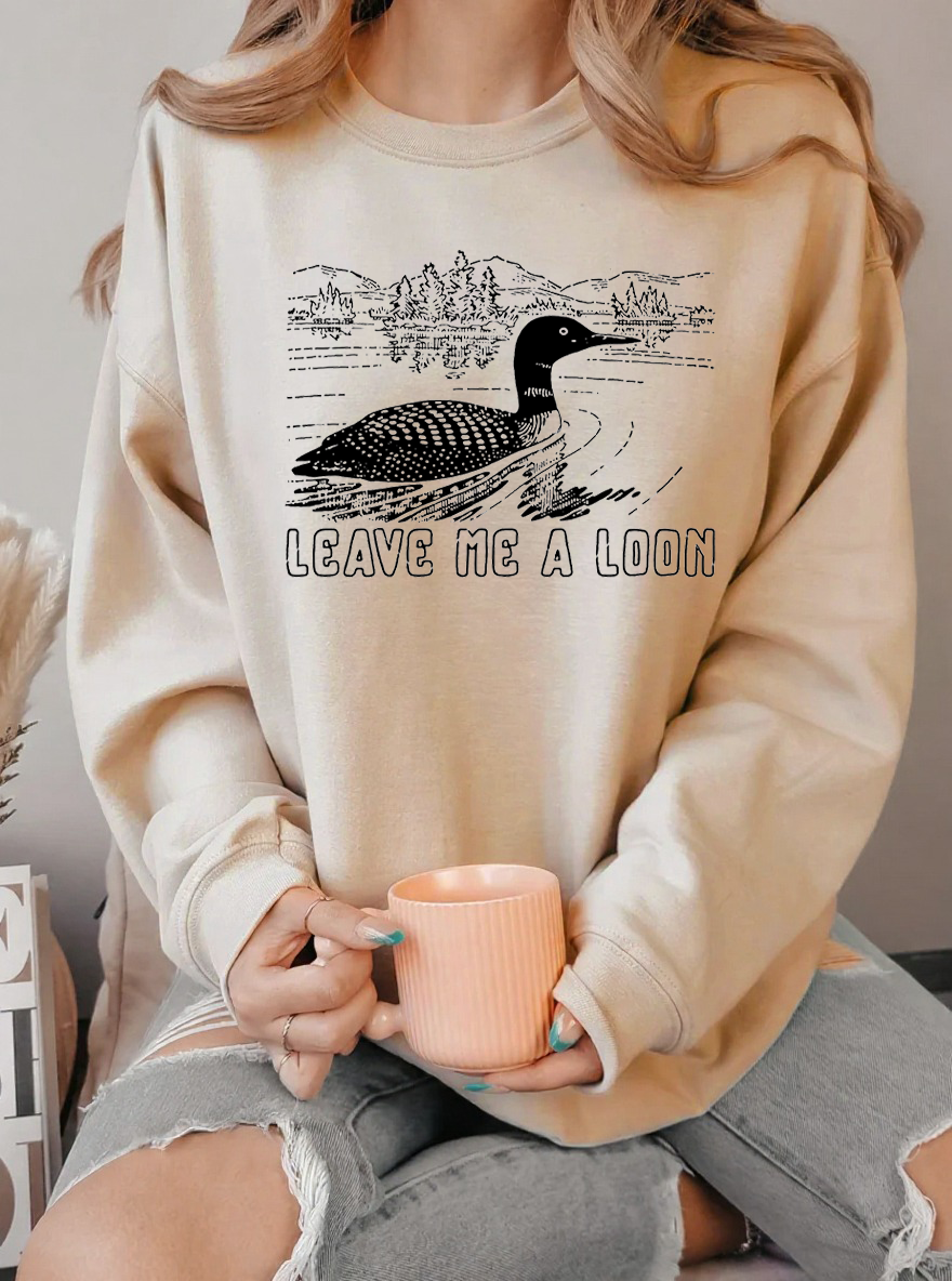 Vintage Leave Me A Loon Duck Graphic Sweatshirt