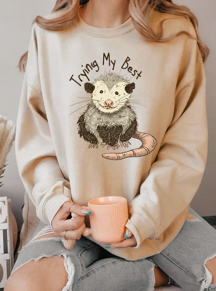 Vintage Trying Best Graphic Mouse Sweatshirt