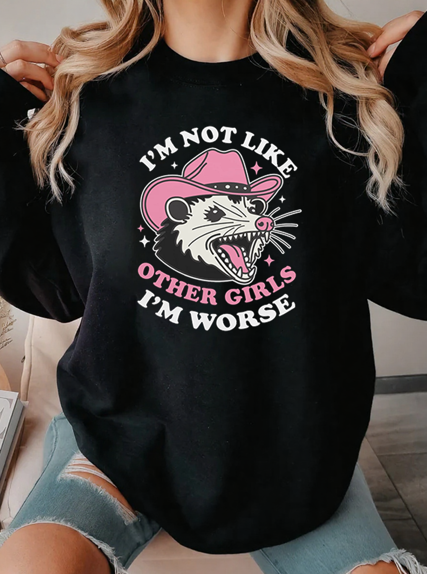 Vintage Im Not Like Other Girls I’M Worse Mouse Graphic Sweatshirt