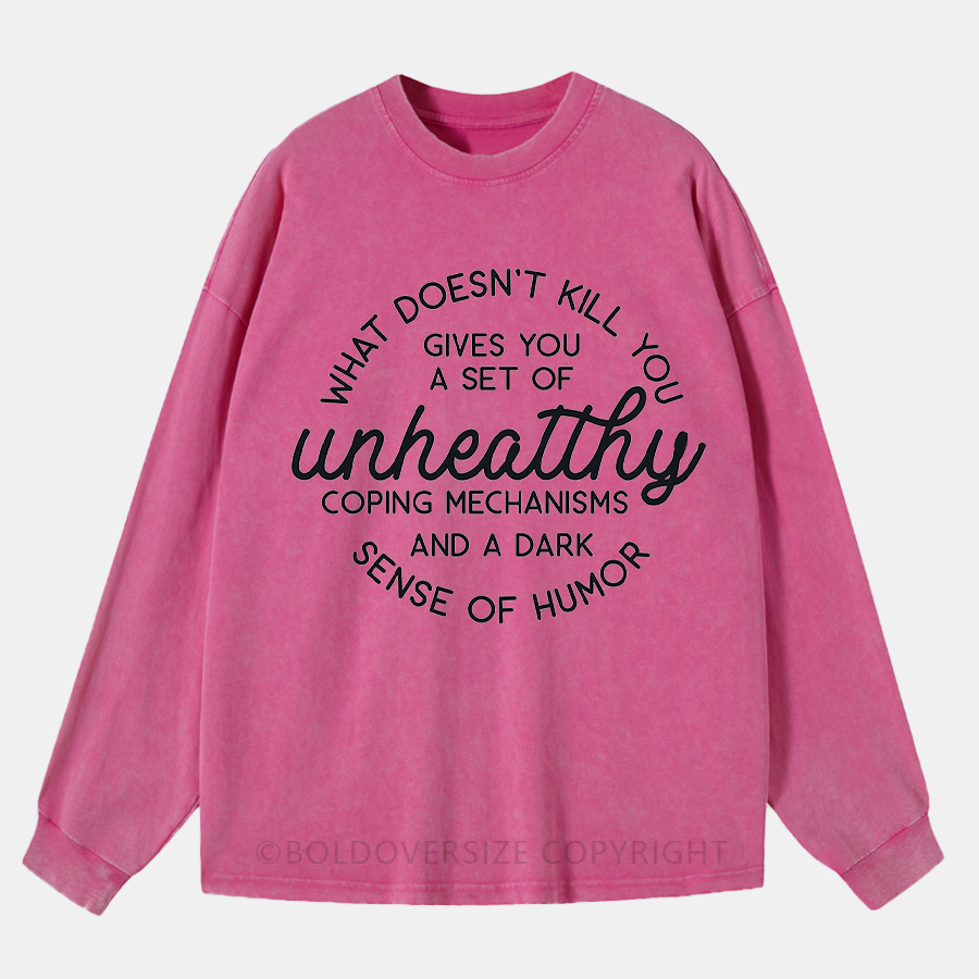 Vintage What Doesn'T Kill You Disappoints Me Washed Long Sleeve Shirt