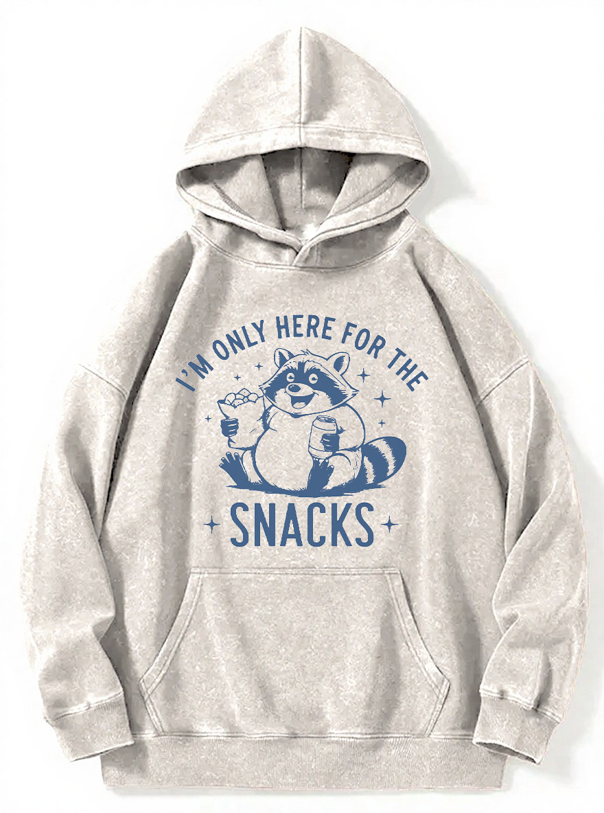 Vintage I’M Only Here For The Snacks Raccoon Washed Hoodie
