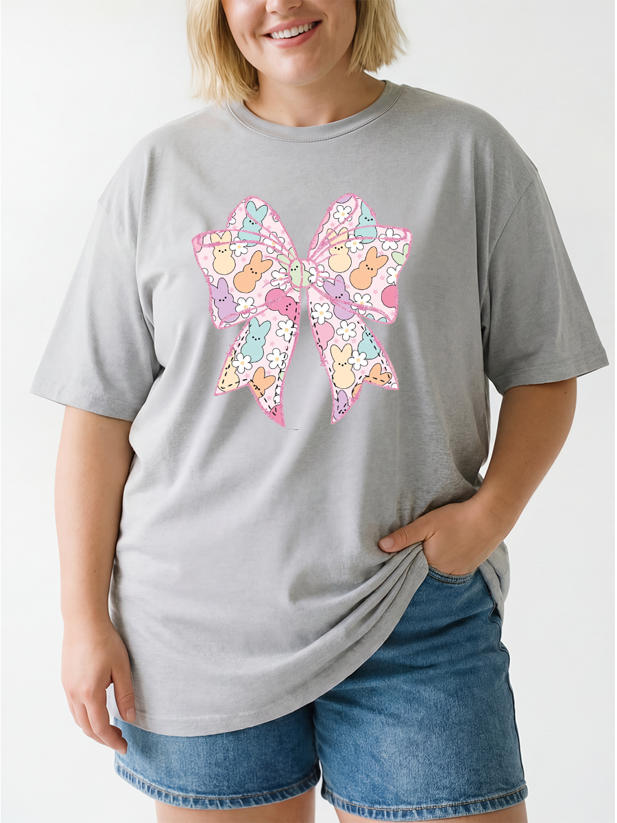 Vintage Easter Coquette Bow Oversize Graphic Tee