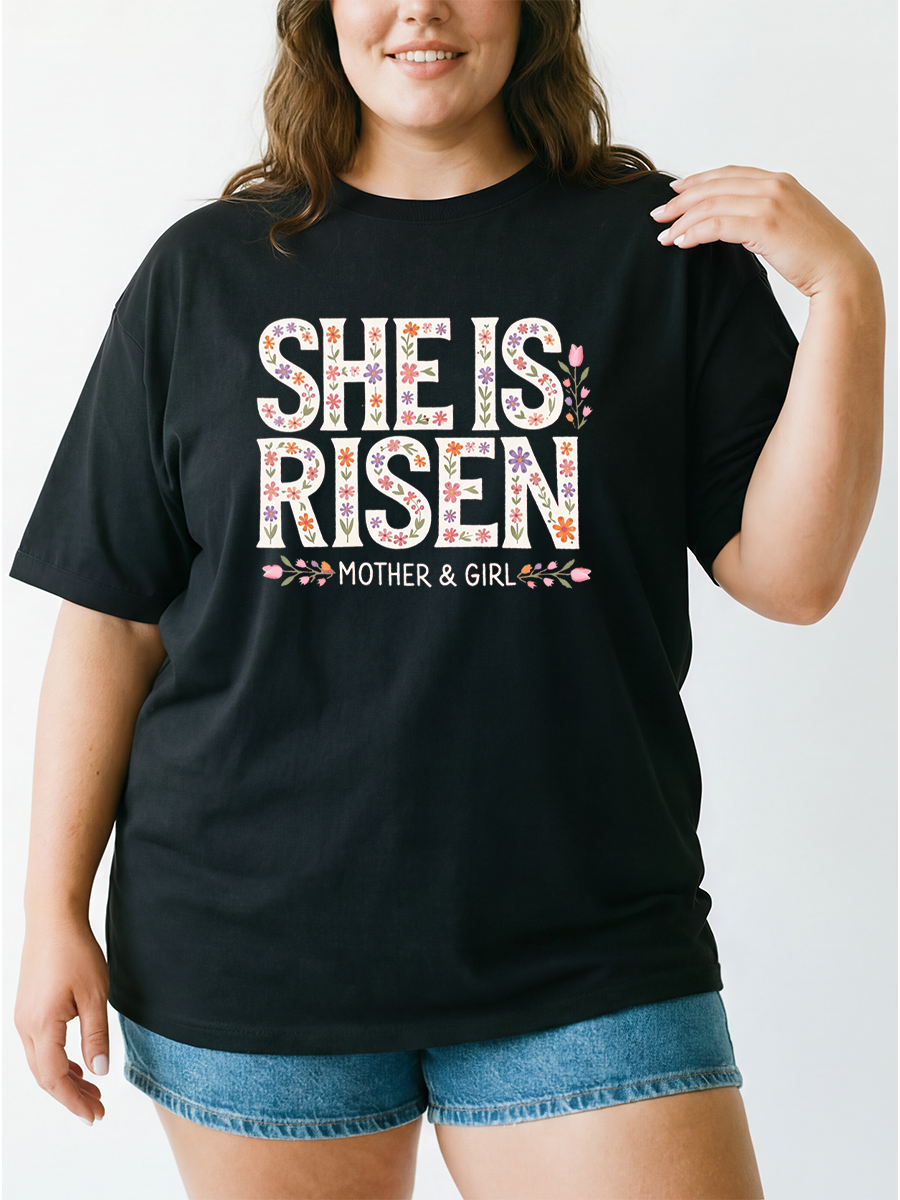 Vintage She Is Risen Oversize Graphic Tee