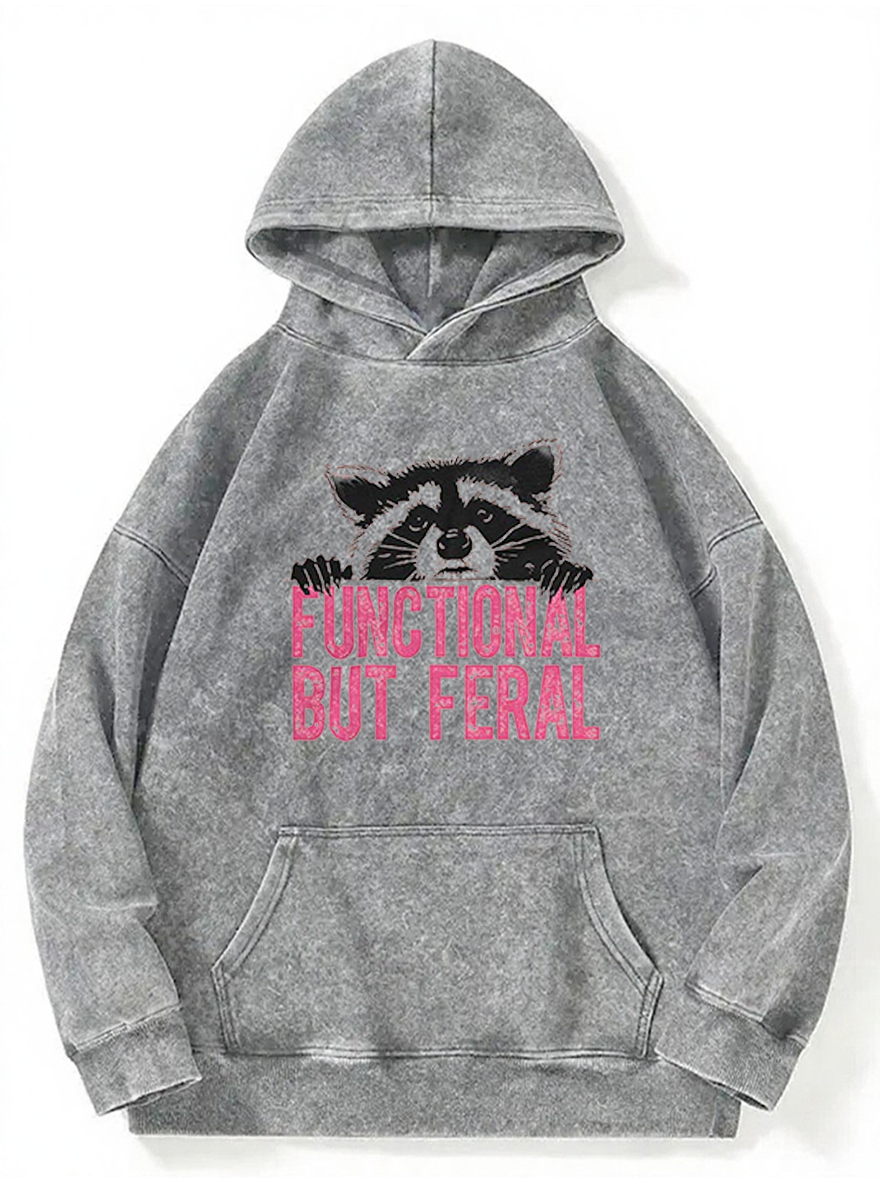 Vintage Functional But Feral Washed Hoodie
