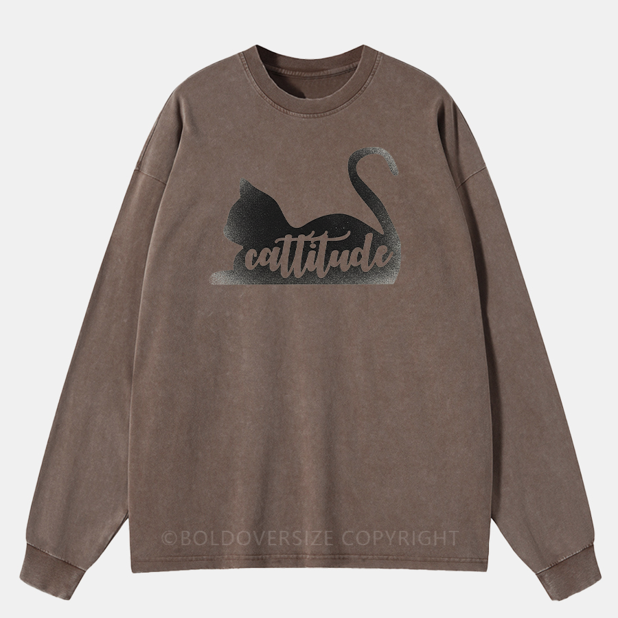 Vintage Cattitude Washed Long Sleeve Shirt