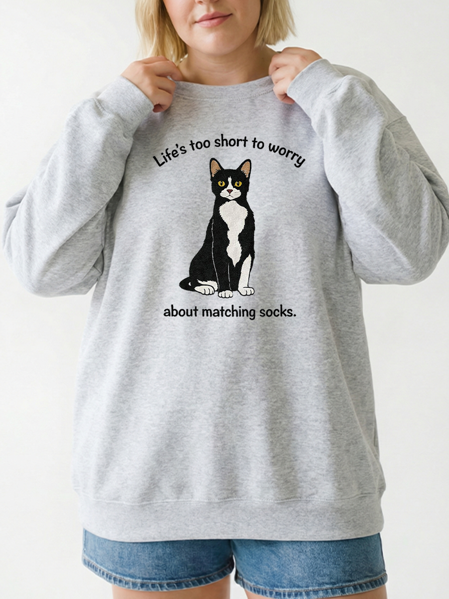 Vintage Life'S Too Short To Worry About Matching Socks Graphic Sweatshirt