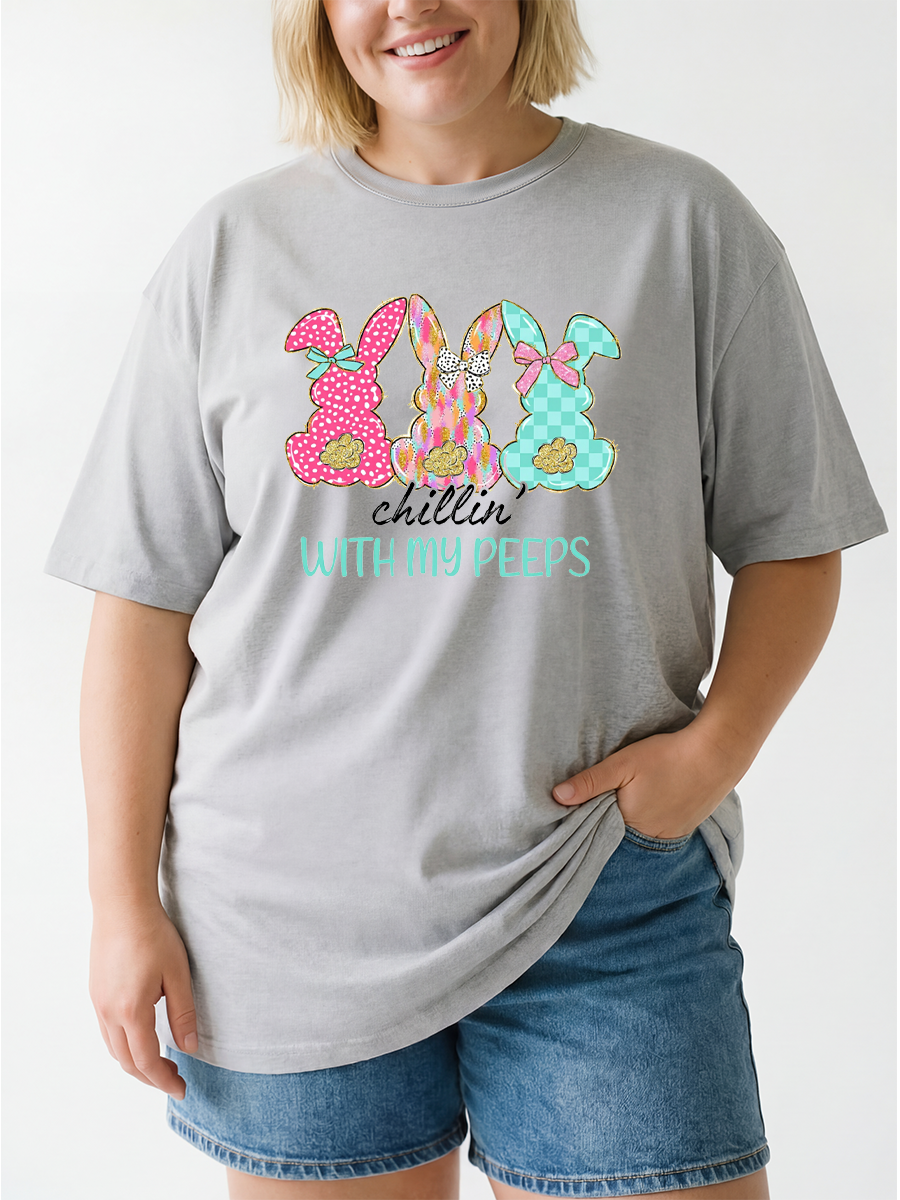 Vintage Chillin' With My Peeps Oversize Graphic Tee