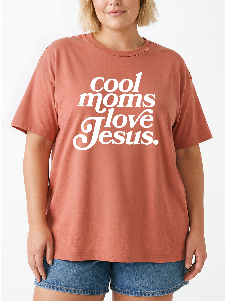Vintage Cool Moms Love Jesus Oversize Graphic Tee