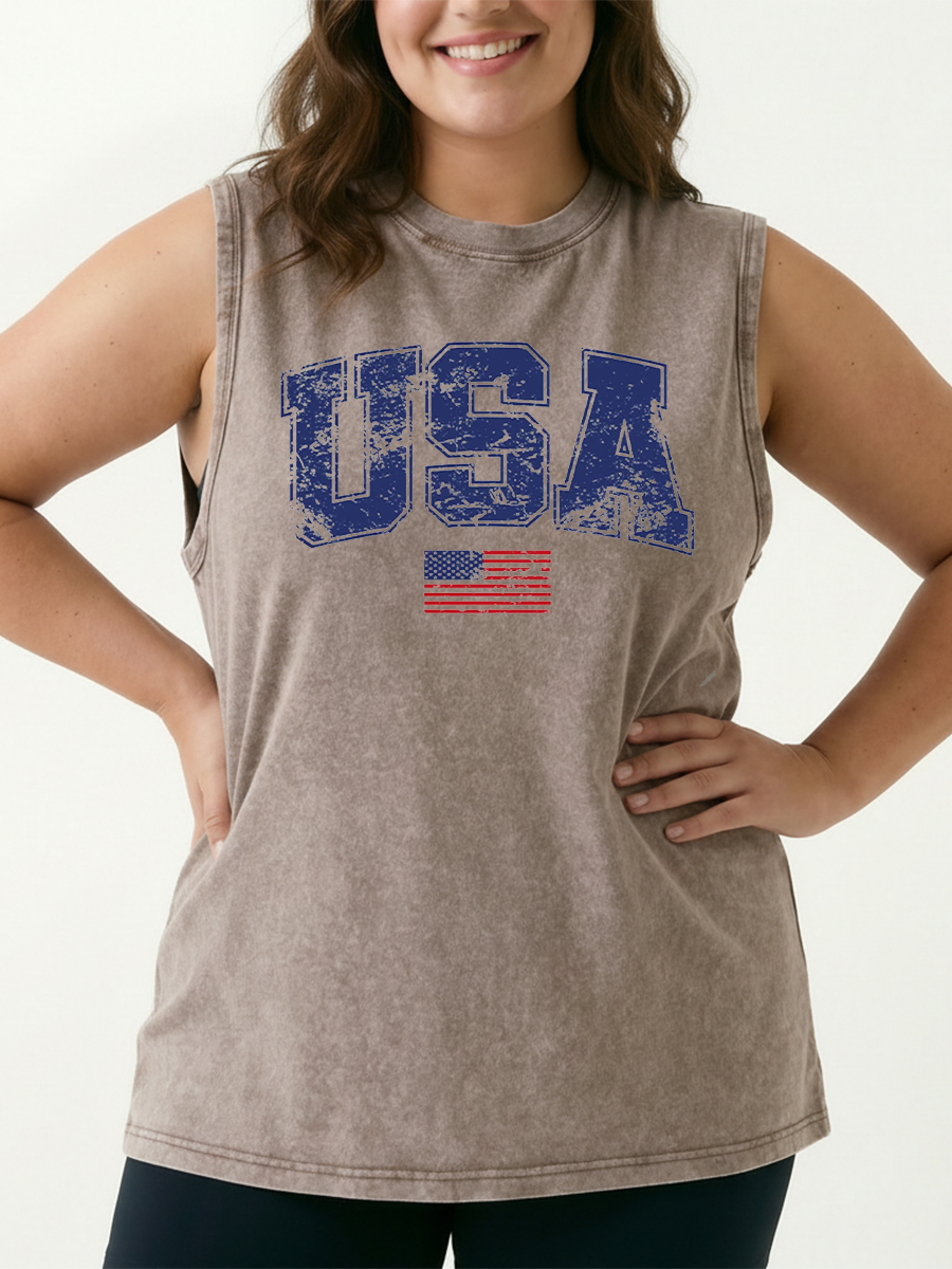 Vintage Retro Usa Washed Tank