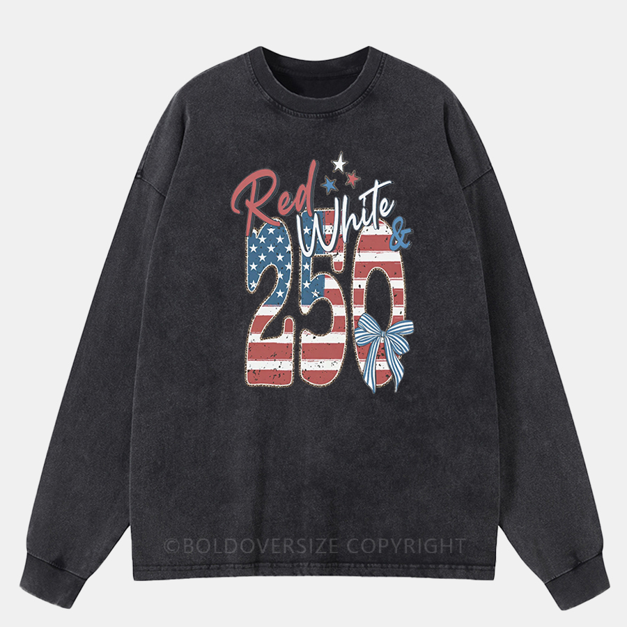 Vintage Red White & 250 Anniversary Washed Long Sleeve Shirt