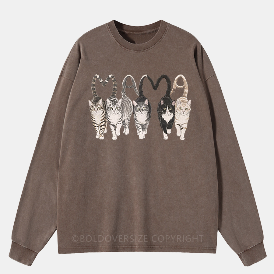 Vintage Mama Cat Washed Long Sleeve Shirt
