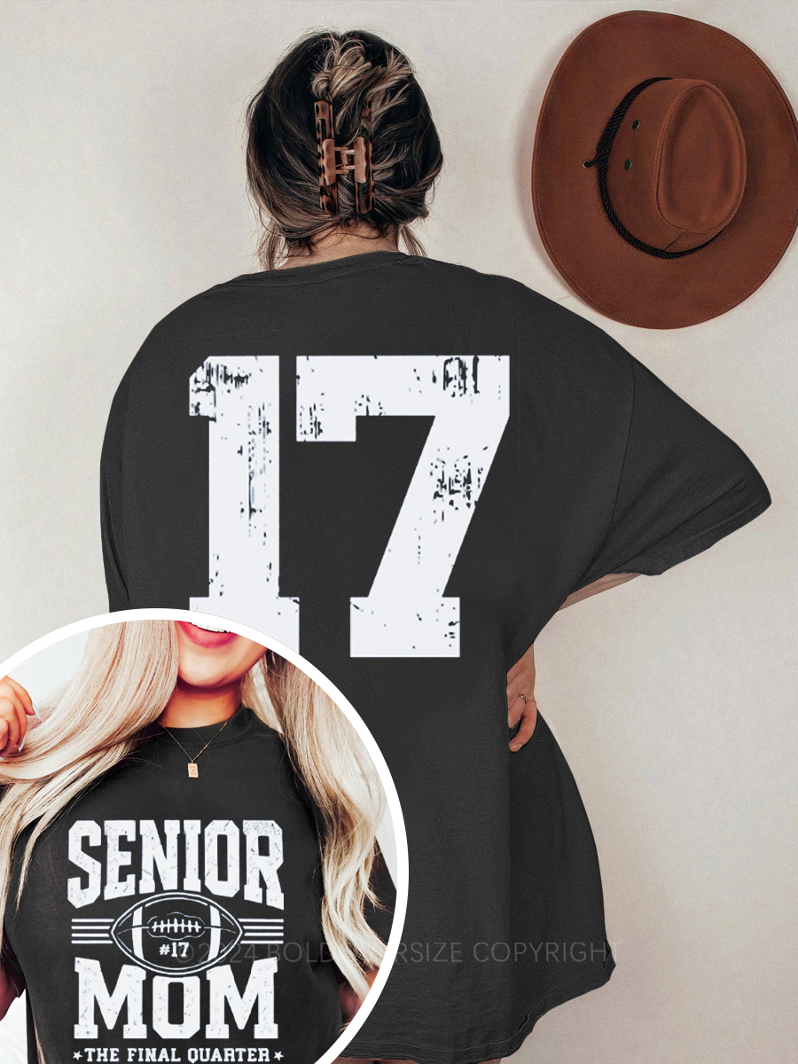 Vintage Senior Football Mom Oversize Graphic Tee