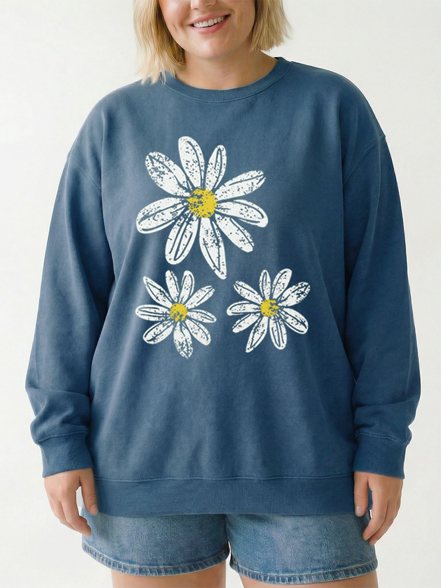 Vintage Boho Floral Daisy Graphic Sweatshirt