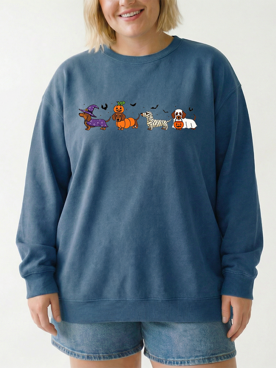 Vintage Halloween Dachshund Graphic Sweatshirt