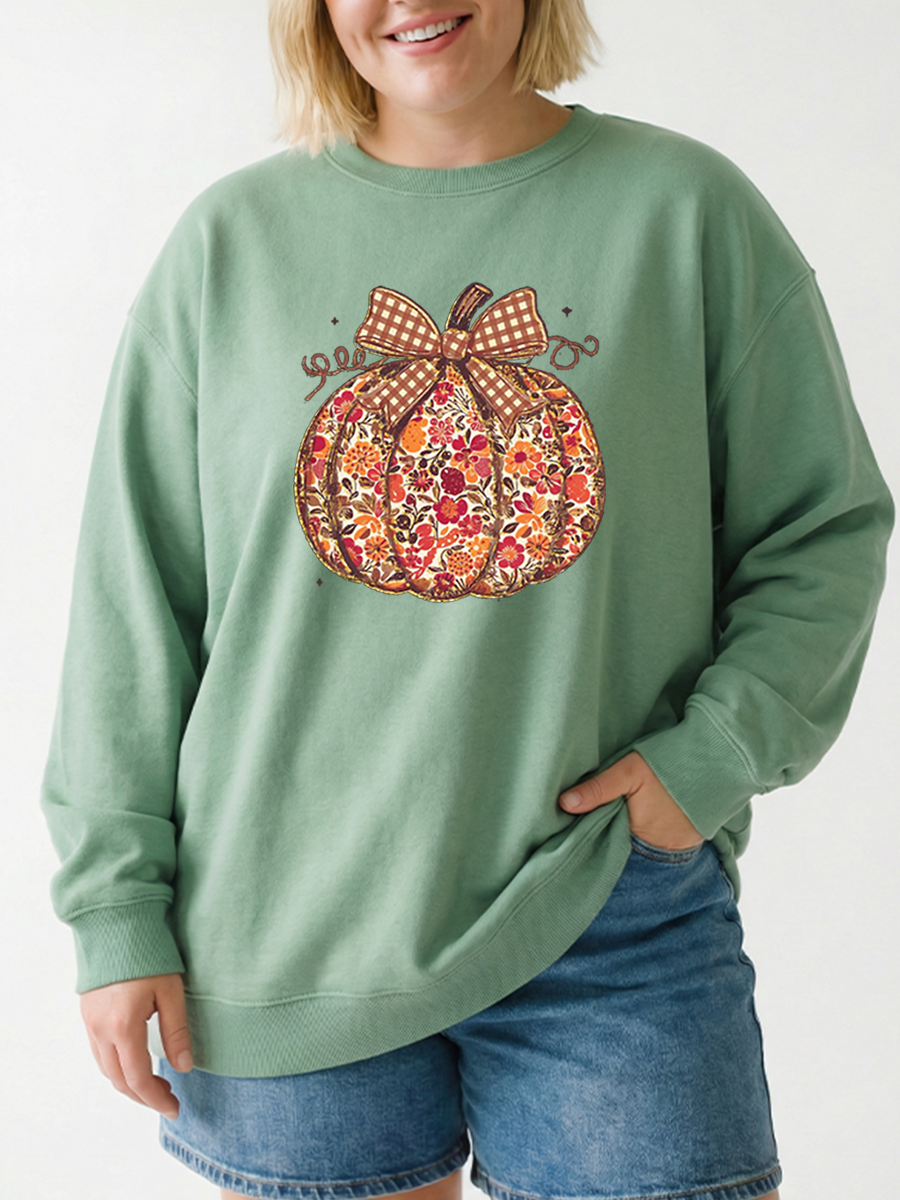 Vintage Floral Pumpkin Graphic Sweatshirt