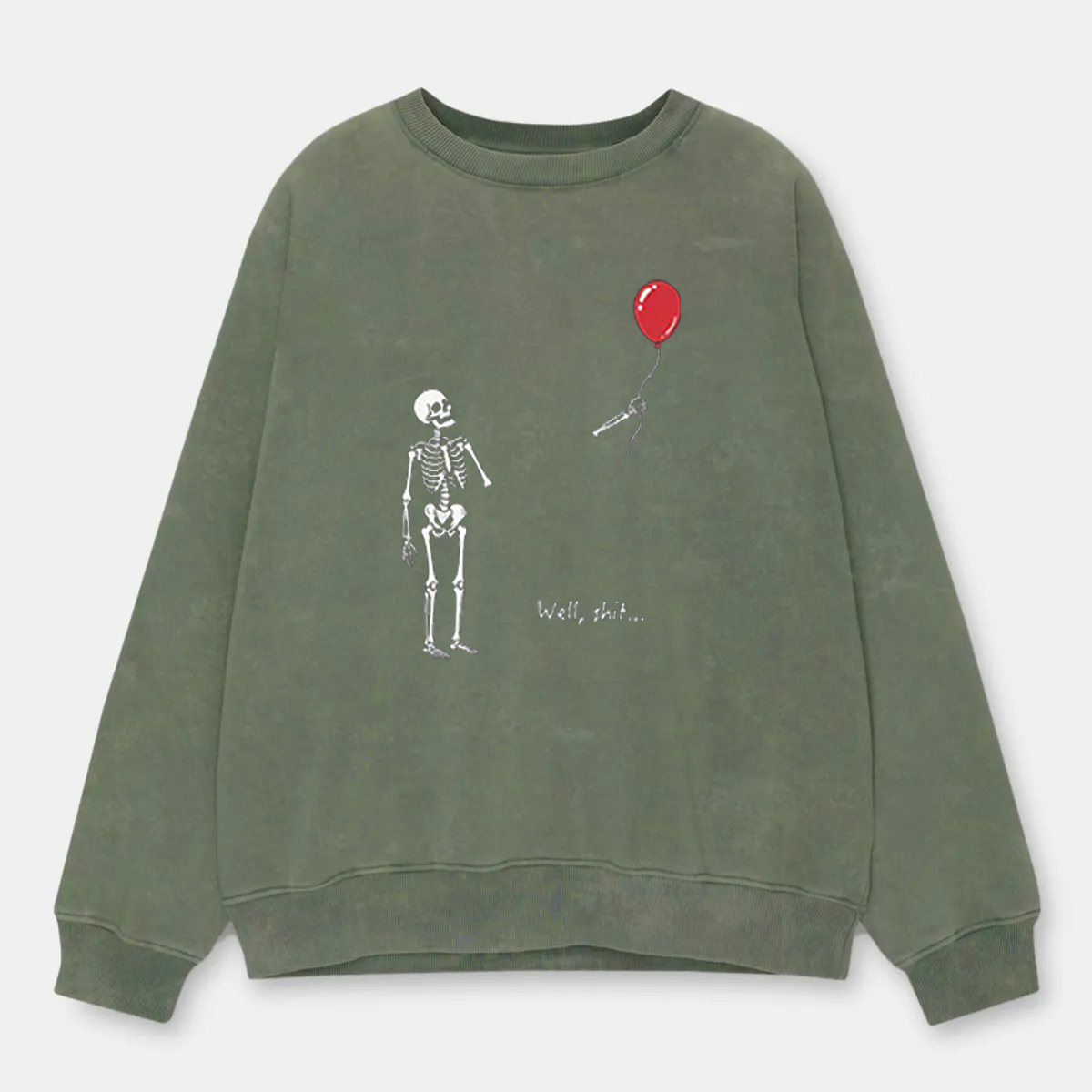 Vintage Skeleton Lost Balloon Wasted Washed Sweatshirt
