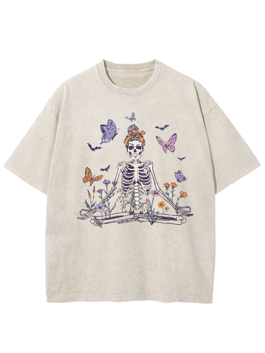 Vintage Meditating Skeleton Washed T-Shirt